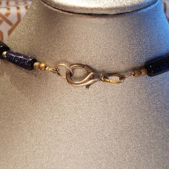 Midnight Shimmer Blue Goldstone Bead Necklace - Picture 5 of 8